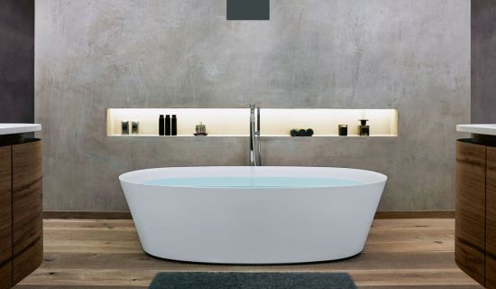 Badezimmer mit Mineralputz