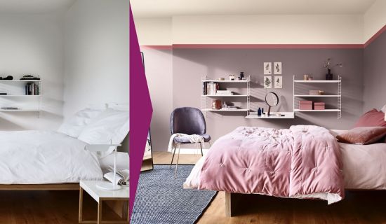 Zimmer vor und nach der Umgestaltung