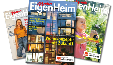 Die drei letzten Titelblätter von Mein EigenHeim Ausgaben 3/2025, 2/2025 und 1/2025