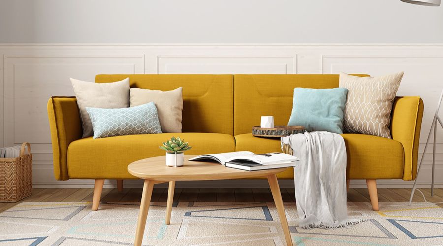 Welcher Stoff für Sofa ist am besten Sofa gelb