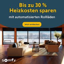 Anzeige der Firma somfy für automatisierte Rollläden