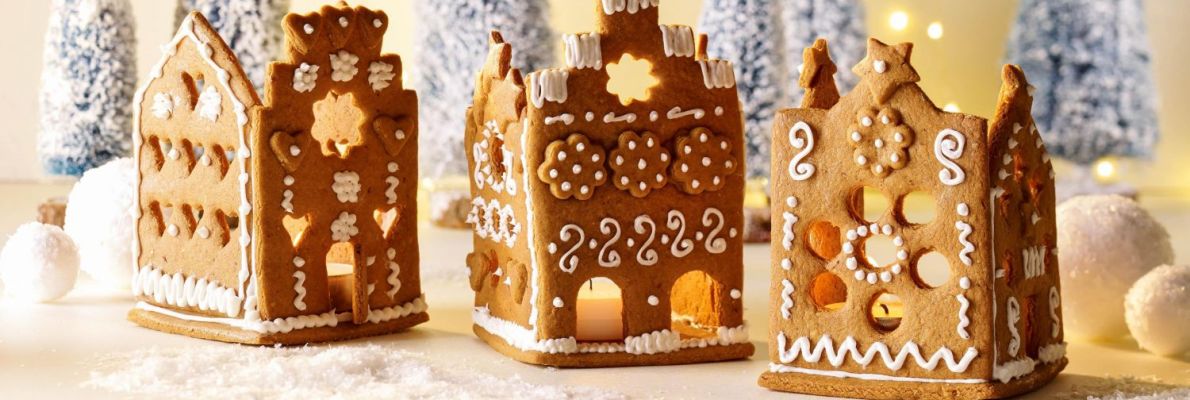 windlicht haus basteln aus Lebkuchen