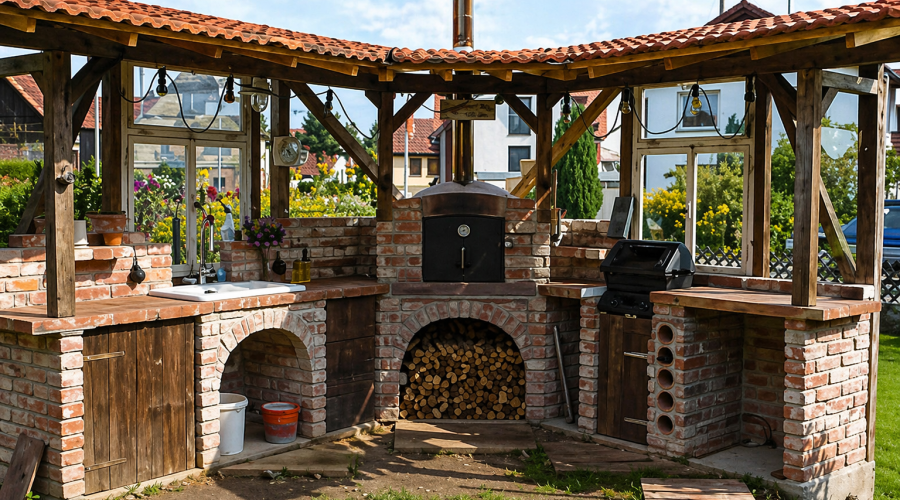 Fertig gemauerte Outdoorküche