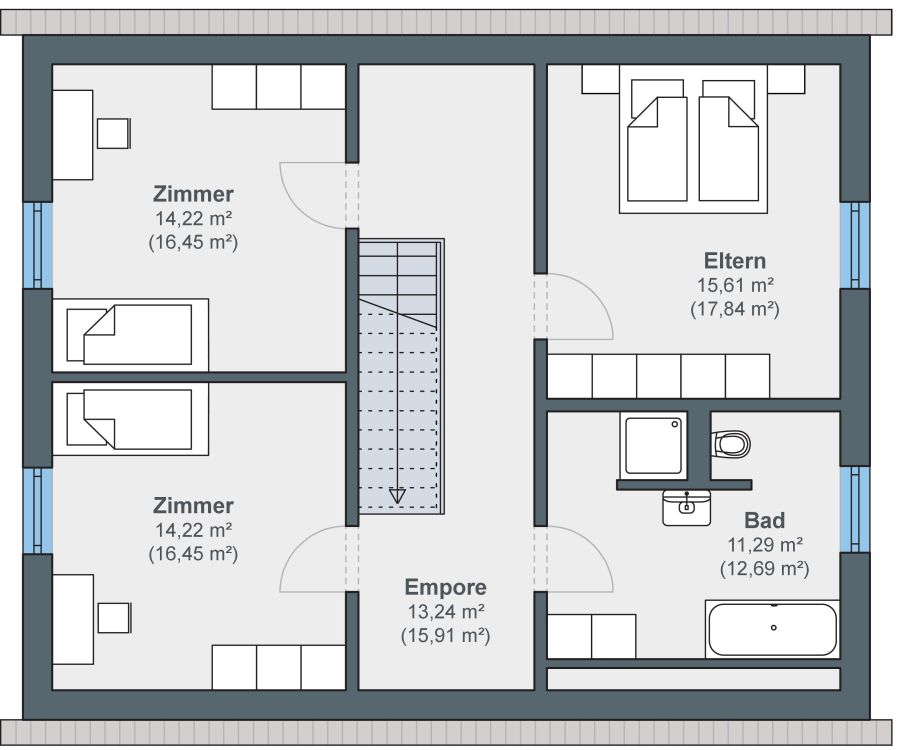 Grundriss WeberHaus Reihe Option Dachgeschoss