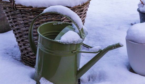 Gießkanne im Schnee