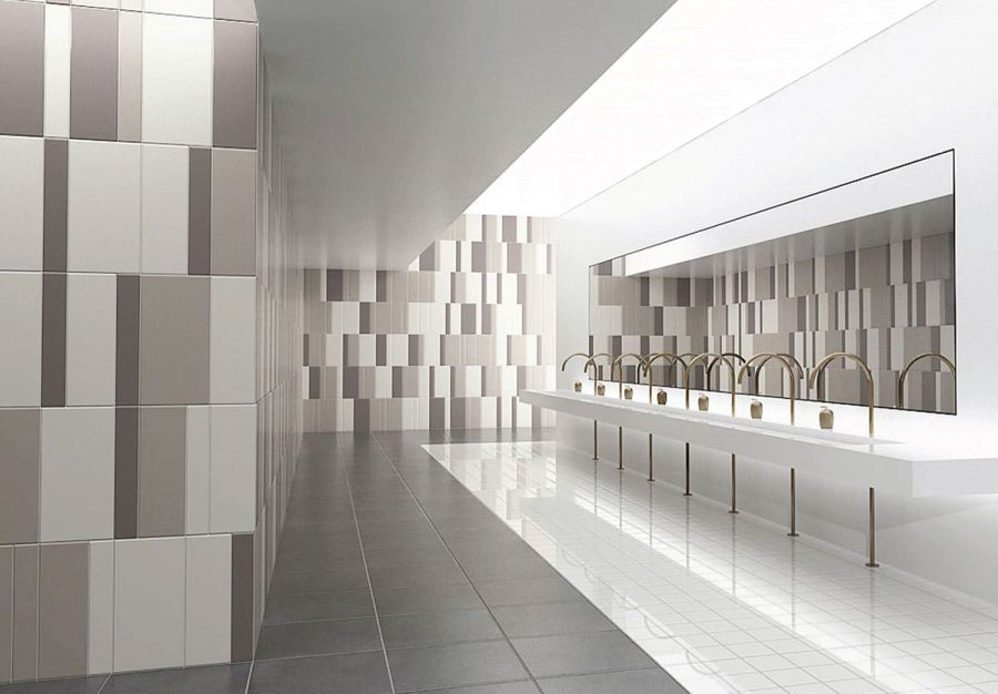 Fliesen Verlegemuster kreativ grau weiß beige modern Design