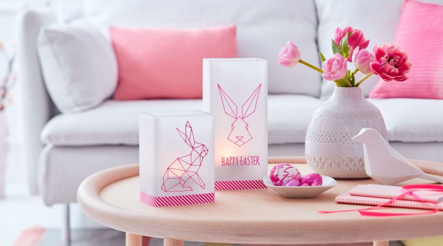 windlichter ostern basteln tischdeko selber basteln hasen transparentpapier