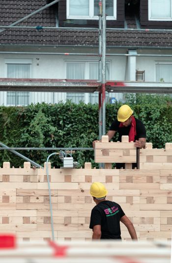 Aufbau der Holzbausteine der Kreislaufwand