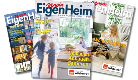 Die drei letzten Titelblätter von Mein EigenHeim Ausgaben 1/2026, 4/2025 und 3/2025