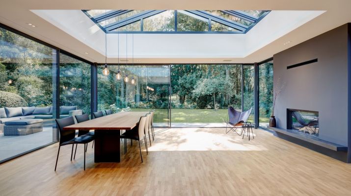 Glasanbau als Wohnraum mit viel Licht hausanbau glas glasfront