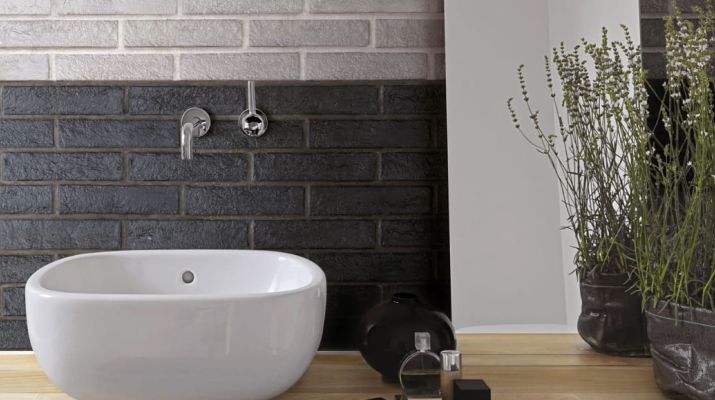 Klinker Bad Industrial Style Halbverband Fliesen muster