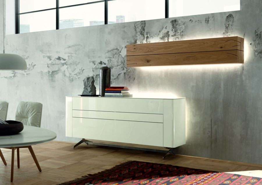 Lack Kommode in Kombi mit Massivholz Regal