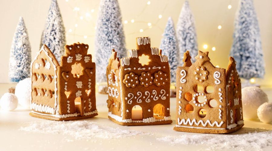 windlicht haus basteln aus Lebkuchen