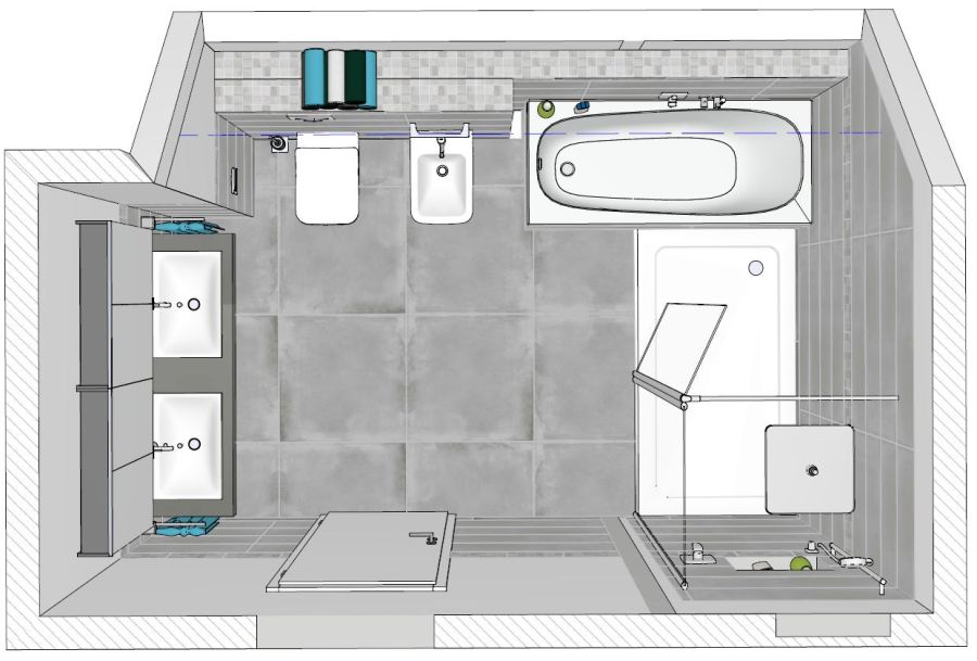 Visualisierung neuer Bad Grundriss