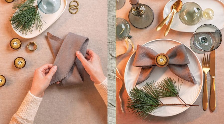 Serviette falten Schleife