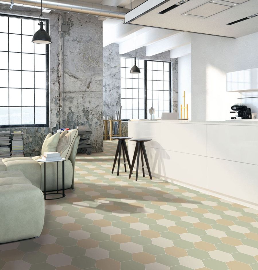 Fliesenmuster retro Hexagon Industrial modern
