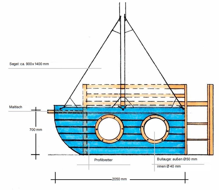 Kinderbett Schiff Skizze Aufbau Plan Bauanleitung