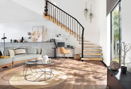 Treppenform im Einfamilienhaus viertelgewendelte Treppe
