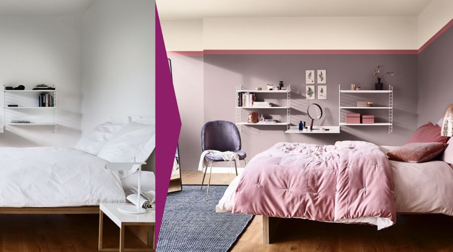 Zimmer vor und nach der Umgestaltung