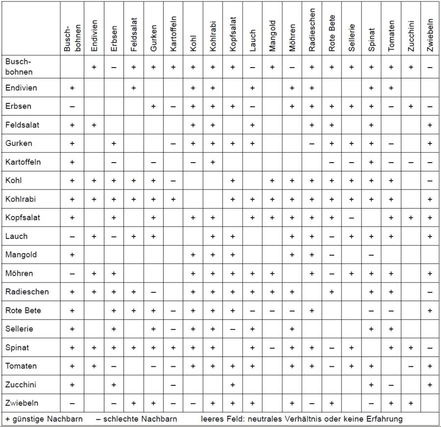 gemüsesorten tabelle