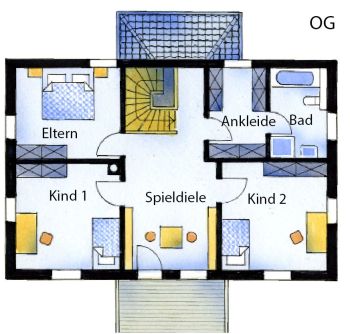 Grundriss Haus mit zwei Kindern