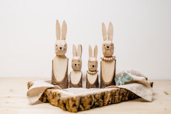Osterdeko Holz Hasen Hasenfamilie hauseingang osterdeko holz