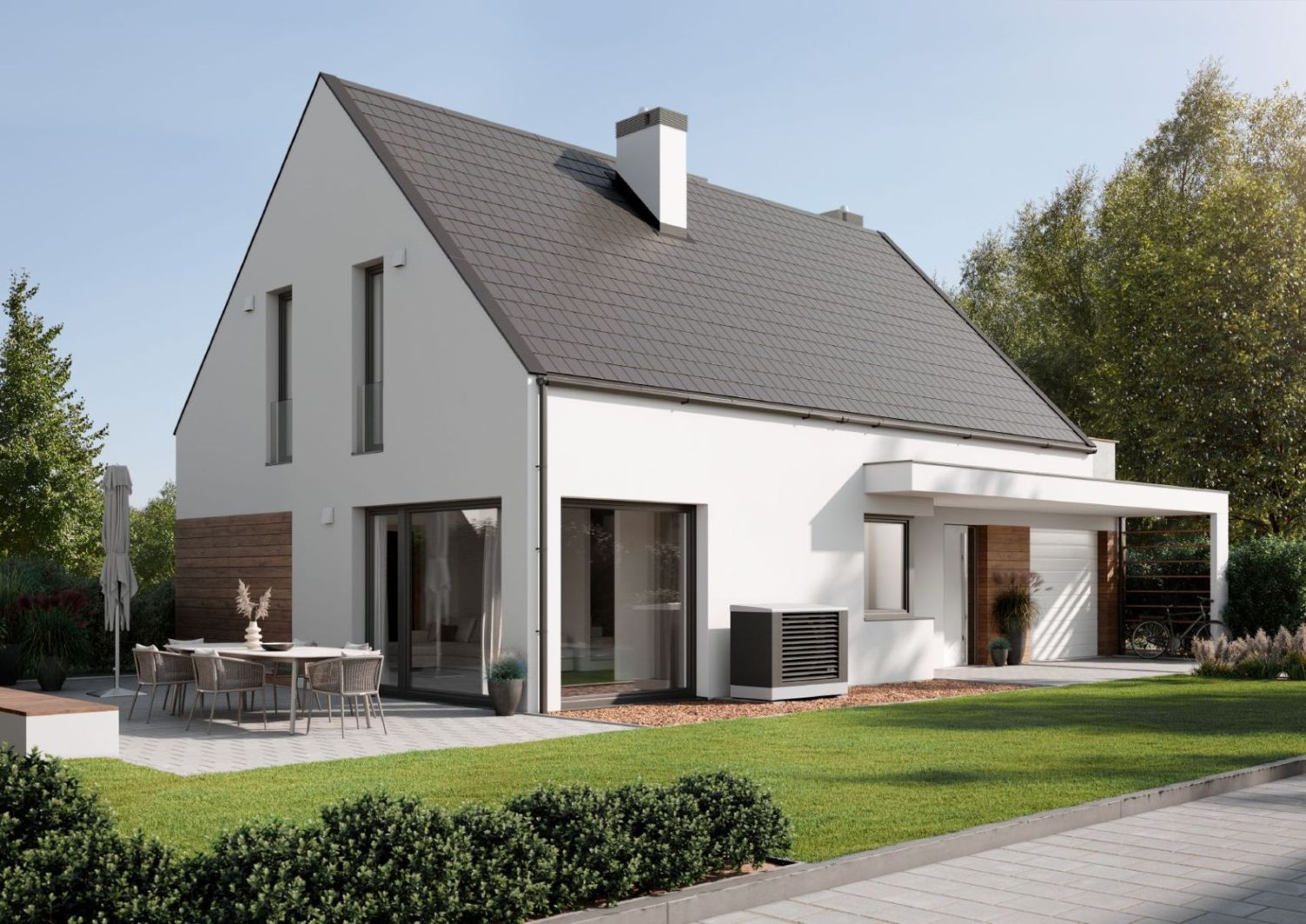 Haus mit Lufteinlässen für Lüftungsanlage mit Wärmerückgewinnung